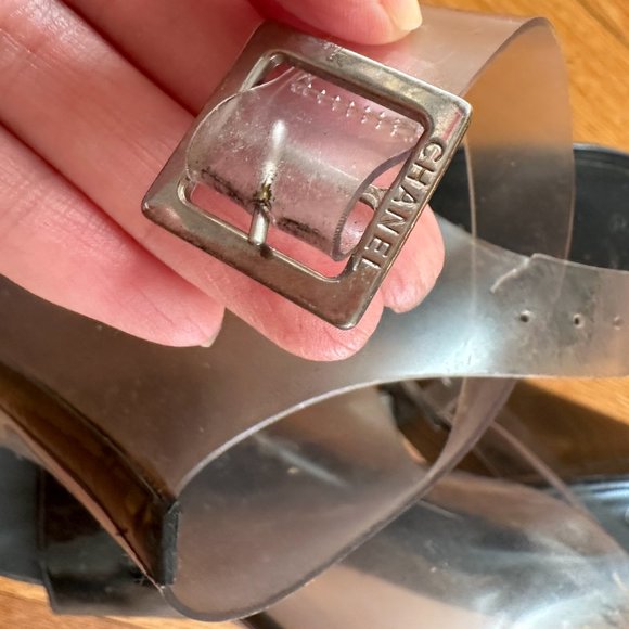 SOLD Authentic Chanel Platform PVC Heels 38.5 - Picture 4 of 6